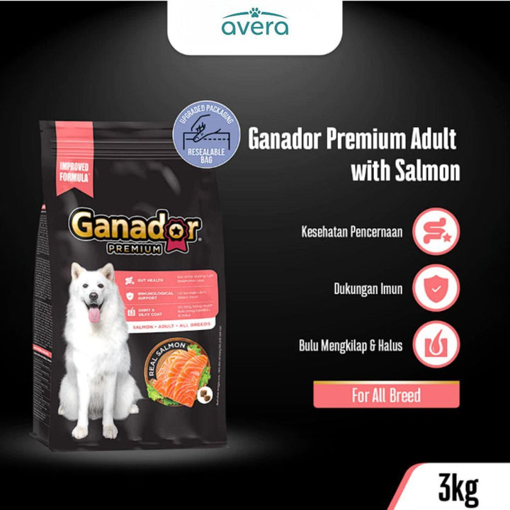 Averapets Ganador Premium Adult Salmon & Rice Makanan Anjing Dewasa Semua Ras