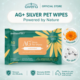Averapets NurturePro AG+ Silver Pet Wipes Unscented 10 & 100 Sheets | Tisu Basah Kucing & Anjing