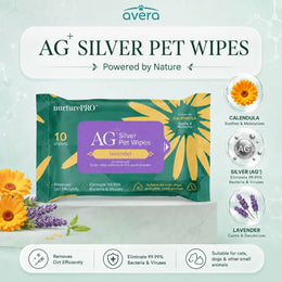 Averapets Nurturepro AG Silver Pet Wipes Lavender 10 & 100 Lembar, Tisu Basah Kucing & Anjing