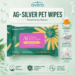 Averapets nurturePro AG+ Silver Pet Wipes Baby Powder 10 & 100 | Tisu Basah Kucing & Anjing