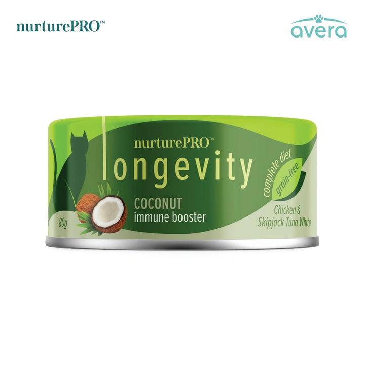 Averapets Nurture Pro Longevity Ckn & Skj Tuna with Coconut & Green Tea essence 80g